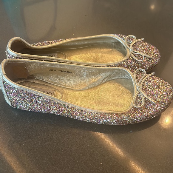 Jimmy Choo Walsh Glittered Leather Ballet Flast - Picture 5 of 7